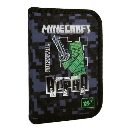 Пенал шкільний YES 1 відділення твердий, Чорний, Minecraft Alpha (533655)