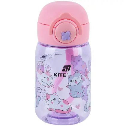 Бутылочка для воды KITE, 360 мл., Cats, Тритан, с трубочкой, (K25-1235-1)