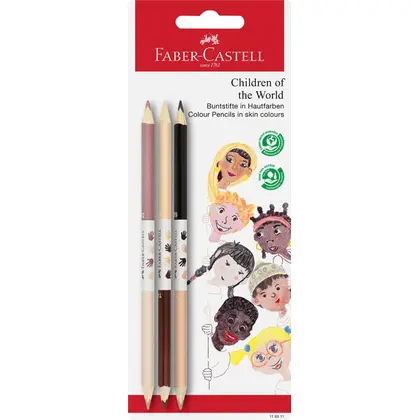 Кольорові олівці в наборі Faber-Castell 6 кольорів, 3 шт. Віддтінки, (116511)