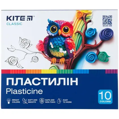 Пластилін Kite Classic 10 кольорів, 200 г. (K-084)