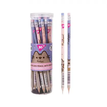 Чернографитный карандаш YES, 1 шт., HB, Pusheen, с ластиком, (280685)
