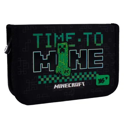 Пенал шкільний YES 1 відділення твердий, Чорний, Minecraft Time (533631)