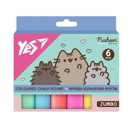 Крейда дитяча YES 6 шт., JUMBO Pusheen (400559)