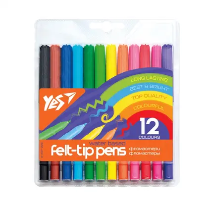 Фломастеры YES, 12 цветов, , Erudite (650459)