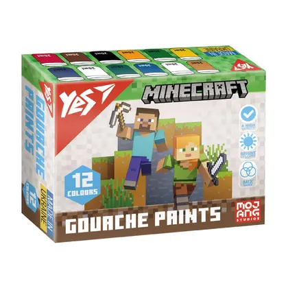 Гуаш YES 12 кольорів по 20 мл. Minecraft (230407)
