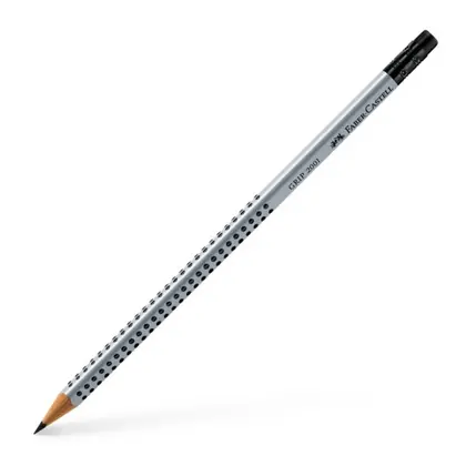 Чорнографітний олівець Faber-Castell GRIP 2001 B з гумкою, Сірий, (117201)