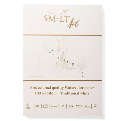 Альбом для акварелі Smiltainis PRO CREATE, А5, 10 аркушів, 400 г/м2, 100% бавовна, склейка, ,  (5AS-10(400)/PR)