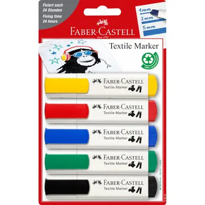 Маркер по тканині Faber-Castell 5 кольорів, 1-5 мм. СLASSIC, (159520)