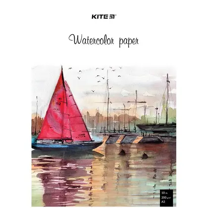 Папір для акварелі в папці KITE А3, 10 аркушів 200 г/м2, (K23-268)