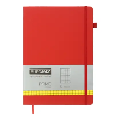 Зошит для записів Buromax 190*250 мм., 96 аркушів клітинка, штучна шкіра, Червоний, PRIMO (BM.292161-13)