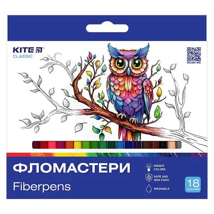 Фломастеры Kite Classic  18 цветов (k-448)