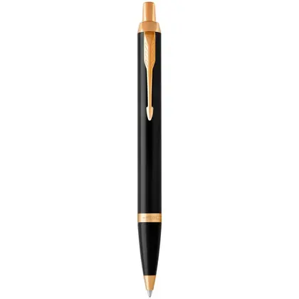 Ручка Parker шариковая, позолочене, чёрная с золотом, IM (22 032)