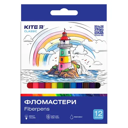 Фломастеры Kite Classic  12 цветов (k-447)