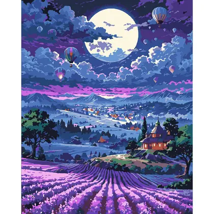 Картина по номерам Santi, 40*50 см., Закат и лаванда, LED подсветка, (956653)