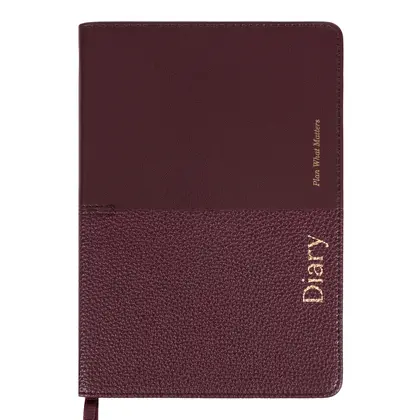 Щоденник датований LEO Planner 2027 A5, 368 сторінок Твердий, Бордовий, Royal (252770)