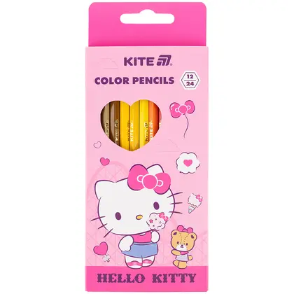 Цветные карандаши в наборе KITE, 12 шт., Hello Kity, двусторонние, (HK25-054-1)