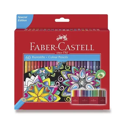 Цветные карандаши в наборе Faber-Castell, 60 цветов, картонный пенал, (111260)