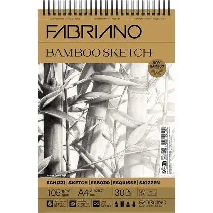 Альбом для графики и рисунка Fabriano, А4, 30 листов, BAMBOO, 105 г/м2, 90% бамбук, 10% хлопок, (19100725)