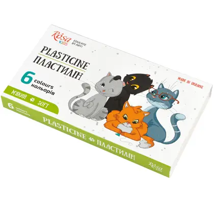 Пластилін Rosa Kids 6 кольорів, 96 г. Cats (302101)