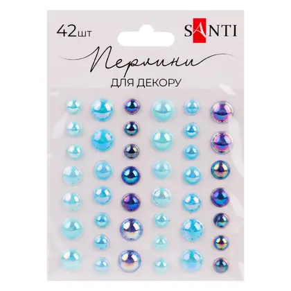 Стрази самоклеючі Santi 42 шт. стрази, сердечкі, Блакитні, Beads (743005)