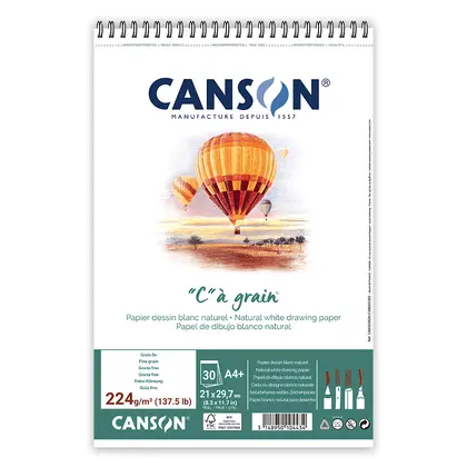 Альбом для графики Canson C a grain, А4, 30 листов, 224 г/м2, на пружине, ,  (C400060628)