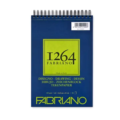 Альбом для графіки та малюнка Fabriano 1264 А5, 30 аркушів 180 г/м2, на спіралі, Слонова Кістка, (19100645)