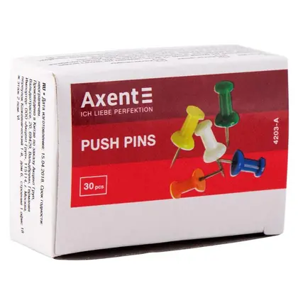 Кнопки Axent 30 шт. цвяхи, Кольорові, (4203-A)