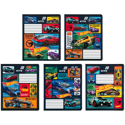 Набор школьных тетрадей KITE в упаковке, 25 шт. по 12 листов, Hot Wheels, линия, (HW26-234 В)