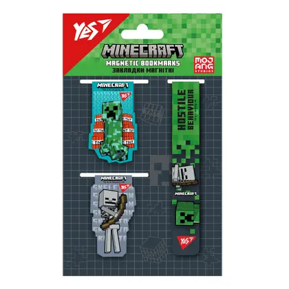 Закладки для учебников YES, 3 шт., Minecraft, магнитные, (708347)