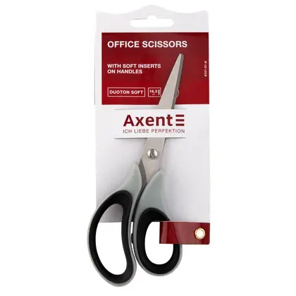 Ножиці офісні Axent 16,5 см. сталь, Сіро-Чорні, Duoton Soft (6101-01-А)