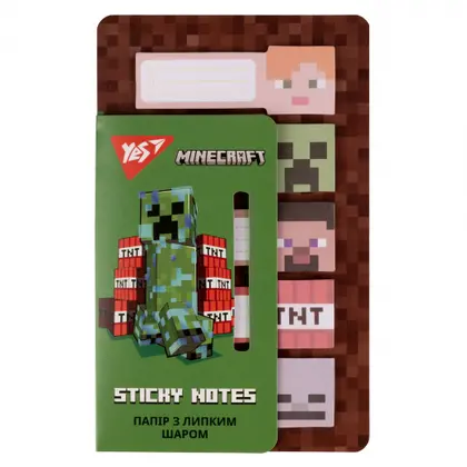 Закладки стикеры YES, 20*5 мм., 100 шт., Minecraft, бумажные, (170323)