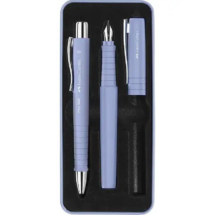 Ручка подарочная Faber-Castell в наборе, 1,0 мм., XB, PALE IRIS, перо+шариковая, (241051)
