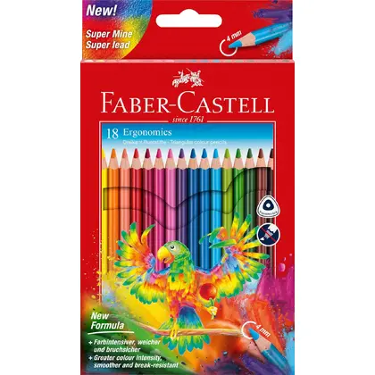 Кольорові олівці в наборі Faber-Castell 18 кольорів тригранні, (116514)