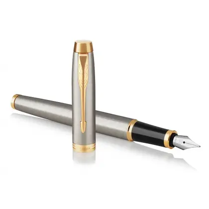 Ручка Parker перьевая, , Brushed металл с золотом, IM (22 211)