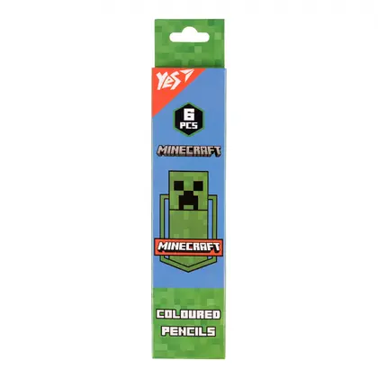 Цветные карандаши в наборе YES, 6 цветов, Minecraft, (290724)