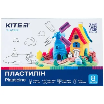 Пластилін Kite Classic 8 кольорів, 160 г. (K-082)