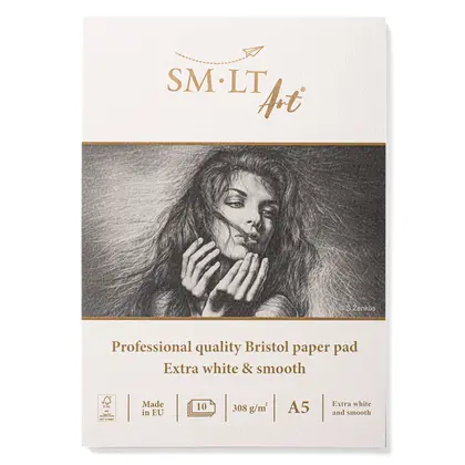 Альбом для графіки та малюнка Smiltalnis PRO CREATE А5, 10 аркушів 308 г/м2, Bristol, Екстра Білий Папір, (5PS-10(308)/PR)