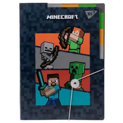 Папка-уголок YES, А4, Minecraft, на резинке, 4 отделения, (492112)