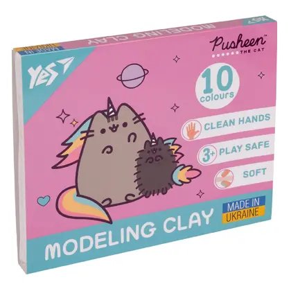 Пластилін YES 10 кольорів, 200 г. Pusheen (540663)