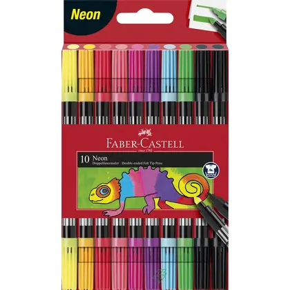 Фломастери в наборі Faber-Castell 10 кольорів NEON, FIBRE-TIP (151109)