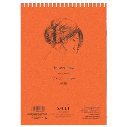 Альбом для акварели Smiltainis Universal pad, А3, 30 листов, 200 г/м2, на пружине, , Universal pad (mixed media) (3MIXB-30TS)