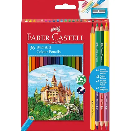 Кольорові олівці в наборі Faber-Castell 36 кольорів картонний пенал, BICOLOR (110336)