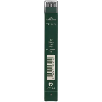 Грифелі для цангового олівця Faber-Castell 3,15 мм.*130 мм. 5В в пеналі, TK9071 (127105)
