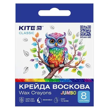 Мел восковый Kite Classic  8 цветов (k-076)