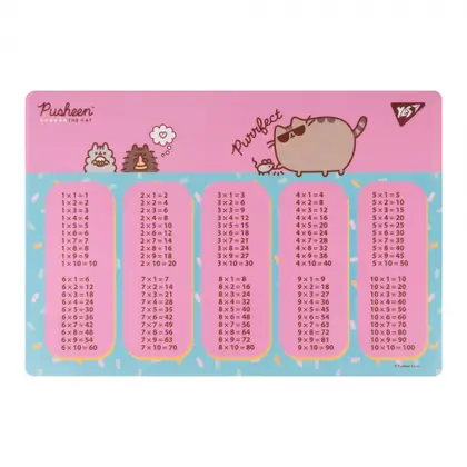 Підкладка настільна YES 29*43 см. таблиця множення, Pusheen. Stormy (492256)