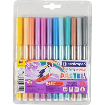 Фломастеры Centropen в наборе, 12 цветов, пастельні цвета, (7550/1209 TP)