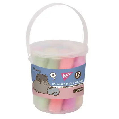 Крейда дитяча YES 12 шт., JUMBO у відрі, Pusheen (400550)