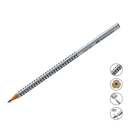 Чернографитный карандаш Faber-Castell GRIP 2001 НB Серый, (117000)