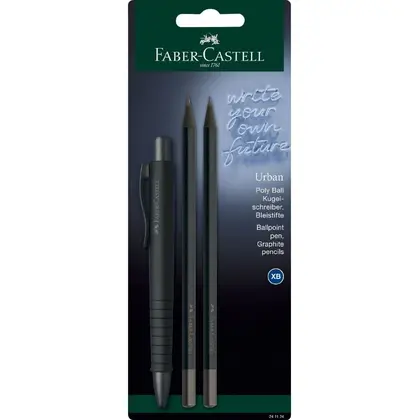 Ручка Faber-Castell POLLY BALL шариковая + 2 шт. карандашей, ALL BLACK, (241124)