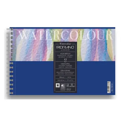 Альбом для акварелі Fabriano Watercolour А6, 12 аркушів 300 г/м2, 25% бавовна, на спіралі, (17661321)